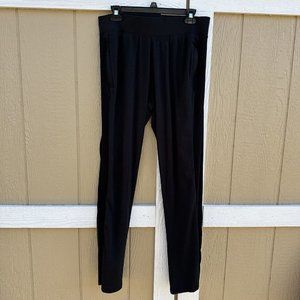 tasc Black Ribbed Pants Women’s Size Large Pockets Organic Cotton Bamboo